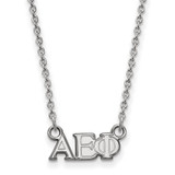 LogoArt Alpha Epsilon Phi Necklace - Sterling Silver Rhodium-Plated Sorority Greek Letters Extra Small Pendant 18 Inch