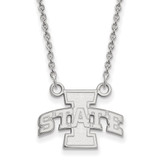 LogoArt Iowa State University Necklace - Sterling Silver Rhodium-Plated Small Pendant 18 Inch