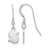 Sterling Silver Rhod-Pltd NHL LogoArt Seattle Kraken XS Dangle Earrings