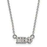 LogoArt Pi Beta Phi Necklace - Sterling Silver Rhodium-Plated Sorority Greek Letters Extra Small Pendant 18 Inch