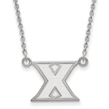 LogoArt Xavier University Necklace - Sterling Silver Rhodium-Plated Letter X Small Pendant 18 Inch