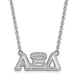 LogoArt Alpha Xi Delta Necklace - Sterling Silver Rhodium-Plated Sorority Greek Letters Medium Pendant 18 Inch