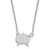 LogoArt Columbus Blue Jackets Necklace - Sterling Silver Rhodium-Plated Small Pendant 18 Inch