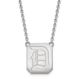 LogoArt Duquesne University Necklace - Sterling Silver Rhodium-Plated Letter D Large Pendant 18 Inch