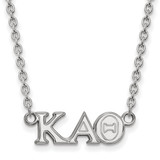 LogoArt Kappa Alpha Theta Necklace - Sterling Silver Rhodium-Plated Sorority Greek Letters Medium Pendant 18 Inch