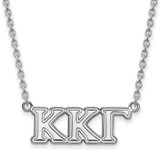 LogoArt Kappa Kappa Gamma Necklace - Sterling Silver Rhodium-Plated Sorority Greek Letters Medium Pendant 18 Inch