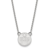 LogoArt Edmonton Oilers Necklace - Sterling Silver Rhodium-Plated Small Pendant 18 Inch