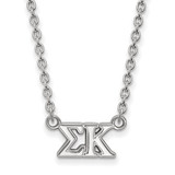 LogoArt Sigma Kappa Necklace - Sterling Silver Rhodium-Plated Sorority Greek Letters Medium Pendant 18 Inch