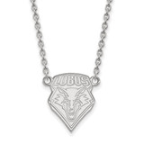 LogoArt University of New Mexico Necklace - Sterling Silver Rhodium-Plated Large Pendant 18 Inch, 15 mm Wide