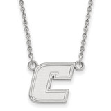 LogoArt University of Tennessee at Chattanooga Necklace - Sterling Silver Rhodium-Plated Letter C Small Pendant 18 Inch