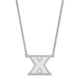 LogoArt Xavier University Necklace - Sterling Silver Rhodium-Plated Letter X Large Pendant 18 Inch