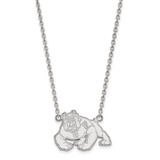 LogoArt California State University Fresno Necklace - Sterling Silver Rhodium-Plated Bulldog Large Pendant 18 Inch
