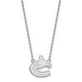 LogoArt Vancouver Canucks Necklace - Sterling Silver Rhodium-Plated Large Pendant 18 Inch