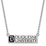 LogoArt Duquesne University Necklace - Rhodium-Plated Sterling Silver Enamel Large Pendant with
