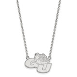 LogoArt Gonzaga University Necklace - Sterling Silver Rhodium-Plated G-U Bulldog Large Pendant 18 Inch