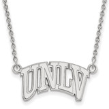 Sterling Silver Rhodium-Plated LogoArt University of Nevada-Las Vegas U-N-L-V Small Pendant 18 Inch Necklace
