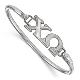 LogoArt Chi Omega Bracelet - Sterling Silver Rhodium-Plated Hook and Clasp Bangle