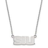 LogoArt Southern Illinois University Necklace - Sterling Silver Rhodium-Plated S-I-U Small Pendant 18 Inch