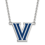 LogoArt Villanova University Necklace - Sterling Silver Rhodium-Plated Letter V Large Enameled Pendant 18 Inch