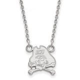 LogoArt East Carolina University Necklace - Sterling Silver Rhodium-Plated Pirate Small Pendant 18 Inch