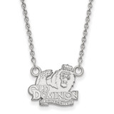 LogoArt Old Dominion University Necklace - Sterling Silver Rhodium-Plated Small Pendant 18 Inch