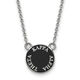 LogoArt Kappa Alpha Theta Necklace - Sterling Silver Rhodium-Plated Sorority Text Small Color Enamel Pendant 18 Inch - SS012KAT-18