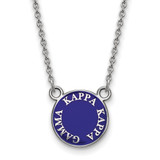 LogoArt Kappa Kappa Gamma Necklace - Sterling Silver Rhodium-Plated Sorority Text Small Color Enamel Pendant 18 Inch - SS012KKG-18