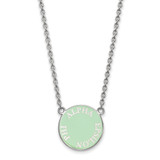 LogoArt Alpha Epsilon Phi Necklace - Sterling Silver Rhodium-Plated Sorority Text Small Color Enamel Pendant 18 Inch - SS013AEP-18