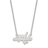 LogoArt Washington Capitals Necklace - Sterling Silver Rhodium-Plated Large Pendant 18 Inch