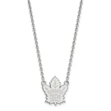 LogoArt Toronto Maple Leafs Necklace - Sterling Silver Rhodium-Plated Large Pendant 18 Inch