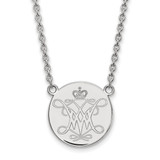 Sterling Silver Rhodium-Plated LogoArt College of William and Mary Large Disc Pendant 18 Inch Necklace
