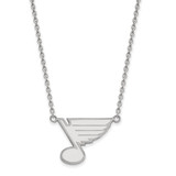LogoArt St. Louis Blues Necklace - Sterling Silver Rhodium-Plated Large Pendant 18 Inch