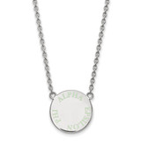 LogoArt Alpha Epsilon Phi Necklace - Sterling Silver Rhodium-Plated Sorority Text Small Color Enamel Pendant 18 Inch - SS015AEP-18