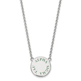 LogoArt Alpha Sigma Tau Necklace - Sterling Silver Rhodium-Plated Sorority Text Large Color Enamel Pendant 18 Inch - SS015ALS-18