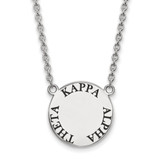 LogoArt Kappa Alpha Theta Necklace - Sterling Silver Rhodium-Plated Sorority Text Large Color Enamel Pendant 18 Inch - SS015KAT-18