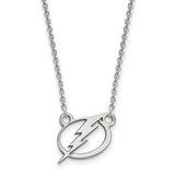 LogoArt Tampa Bay Lightning Necklace - Sterling Silver Rhodium-Plated Small Pendant 18 Inch