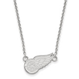 LogoArt Detroit Red Wings Necklace - Sterling Silver Rhodium-Plated Small Pendant 18 Inch