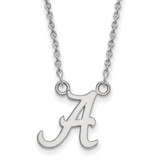 LogoArt University of Alabama Necklace - Sterling Silver Rhodium-Plated Letter A Small Pendant 18 Inch