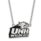 LogoArt University of New Hampshire Necklace - Sterling Silver Rhodium-Plated Large Enameled Pendant 18 Inch