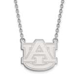 LogoArt Auburn University Necklace - Sterling Silver Rhodium-Plated Large Pendant 18 Inch