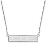 LogoArt Columbus Blue Jackets Necklace - Sterling Silver Rhodium-Plated Small Bar 18 Inch
