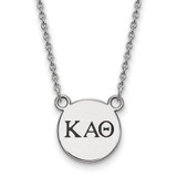 LogoArt Kappa Alpha Theta Necklace - Sterling Silver Rhodium-Plated Sorority Greek Letters Small Black Enamel Pendant 18 Inch
