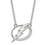 LogoArt Tampa Bay Lightning Necklace - Sterling Silver Rhodium-Plated Large Pendant 18 Inch