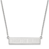 LogoArt Edmonton Oilers Necklace - Sterling Silver Rhodium-Plated Small Bar 18 Inch