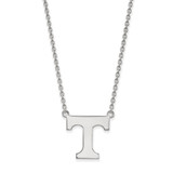 LogoArt University of Tennessee Necklace - Sterling Silver Rhodium-Plated Letter T Large Pendant 18 Inch