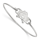 LogoArt East Carolina University Bracelet - Sterling Silver Rhodium-Plated Pirate Small Center 7 Inch Wire Bangle