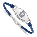 LogoArt Phi Sigma Sigma Bracelet - Sterling Silver Rhodium-Plated Sorority Symbol Color Enamel Color Leather 7 Inch with Extender