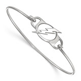 LogoArt Tampa Bay Lightning Bracelet - Sterling Silver Rhodium-Plated Small Center 7 Inch Wire Bangle