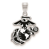 LogoArt U.S. Marine Corps Pendant - Sterling Silver Rhodium-Plated Large Epoxied