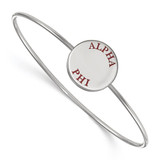 LogoArt Alpha Phi Bracelet - Sterling Silver Rhodium-Plated Enameled Slip-on Bangle - SS021APH-7
